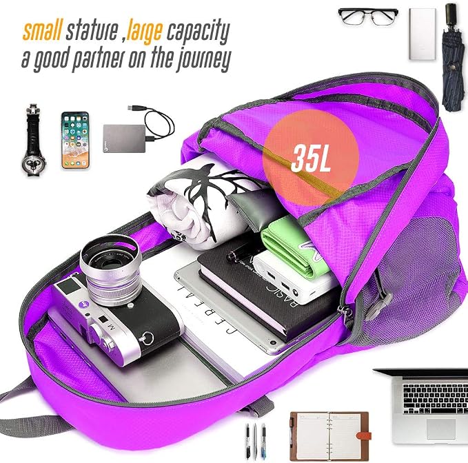 35L Lightweight Packable Backpack Waterproof Durable Hiking Travel Backpack - Image 7