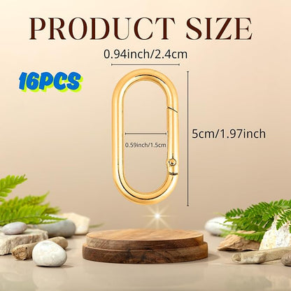 16 Pcs Carabiners Clip, Oval Shape Cute Carabiner Keychain Clip Aluminum Hook - Image 2