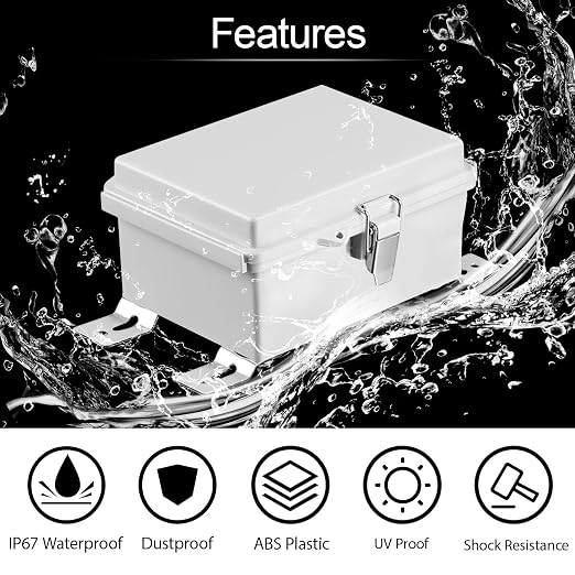 LeMotech Electrical Box, IP67 Waterproof Hinged Cover Stainless Steel Latch - Image 3