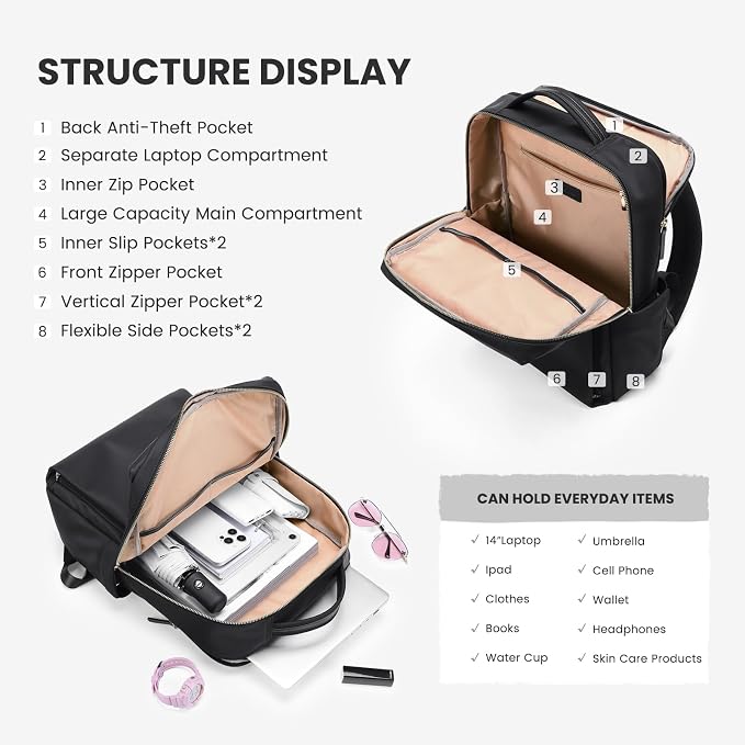 Laptop Backpack for Women, Work Business Traval Computer Backpacks - Image 3