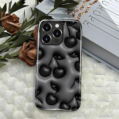 for iPhone 14 Pro Case, HL2 Cute Cool Cherry Black Hybrid 2 Layer Hard Shell - Image 4