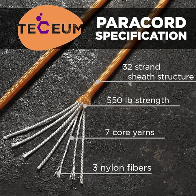 TECEUM 5/32" Paracord Rope 1000 – 1000ft / 200ft / 100ft / 50ft – Tactical - Image 2
