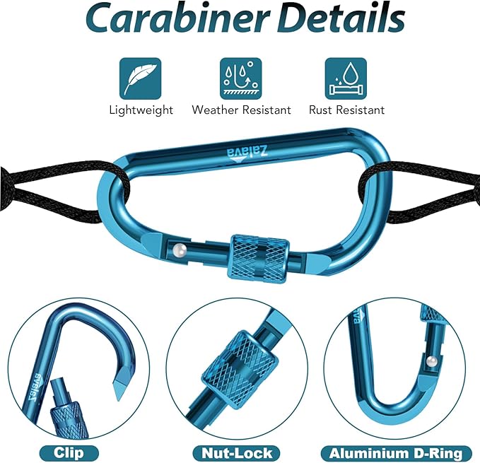 6PCS Carabiner Keychain, 2 inch Aluminum D-Clip Caribeener - Image 3