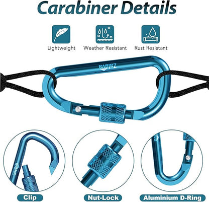 6PCS Carabiner Keychain, 2 inch Aluminum D-Clip Caribeener - Image 3