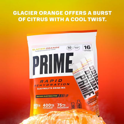 PRIME Rapid Rehydration Electrolyte Powder Sticks, Glacier Orange, Sugar Free - Image 3