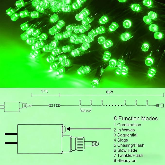 HOME LIGHTING 200 LED 66FT Christmas String Lights, St Patricks Day Fairy Lights - Image 4