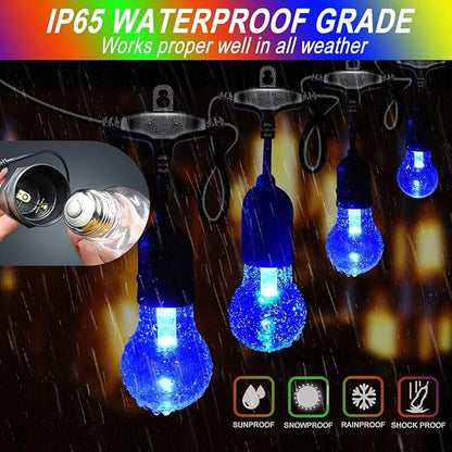 35FT Outdoor String Lights, 16 Shatterproof Edison Bulbs, Dimmable RGB Color - Image 2