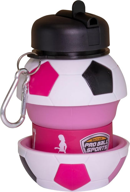 Maccabi Art Clip-On Collapsible BPA-Free Silicone Pink Soccer Ball Water Bottle - Image 4