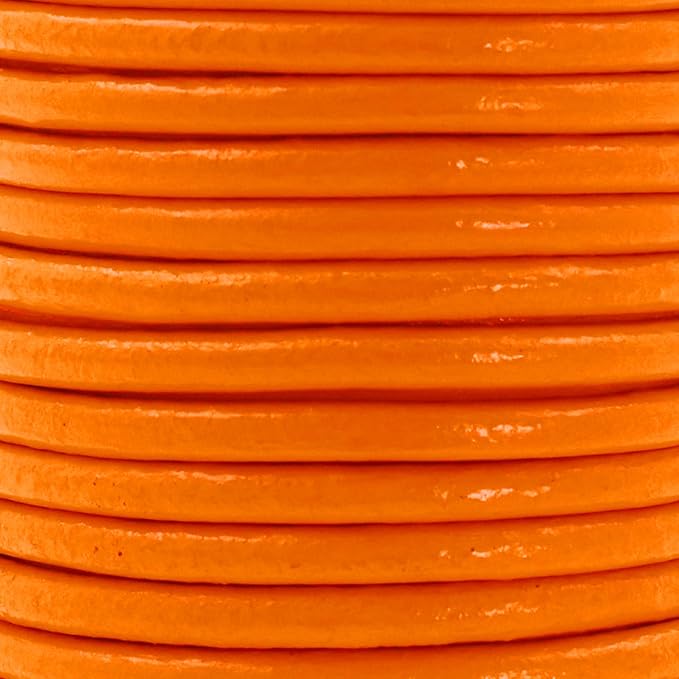 Mandala Crafts Round Genuine Orange Leather Cord - Image 3