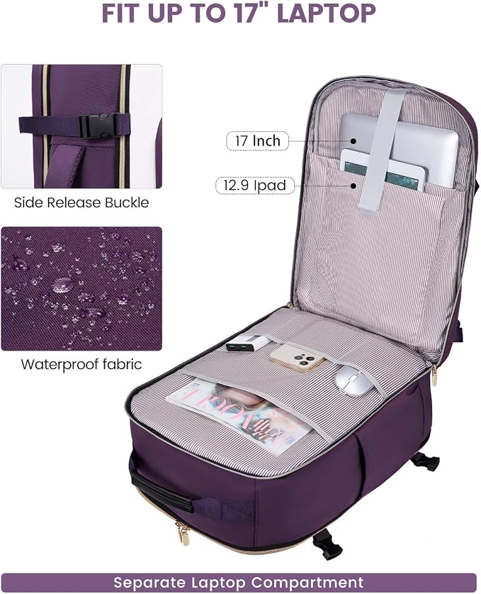 LOVEVOOK 50L Travel Backpack for Women & Men, Airline Approved Carry On Luggage - Image 8