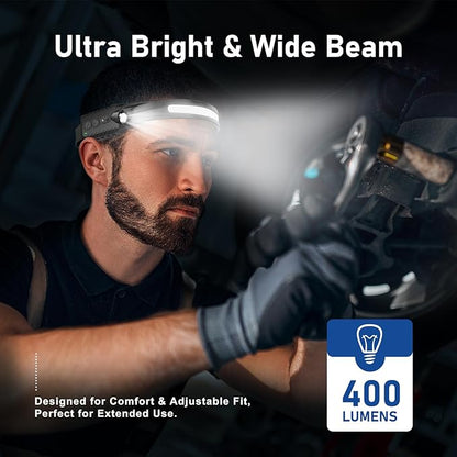 Nessciera Rechargeable LED Headlamp, 400 Lumens, 230° Wide Beam, 5 Modes — - Image 6
