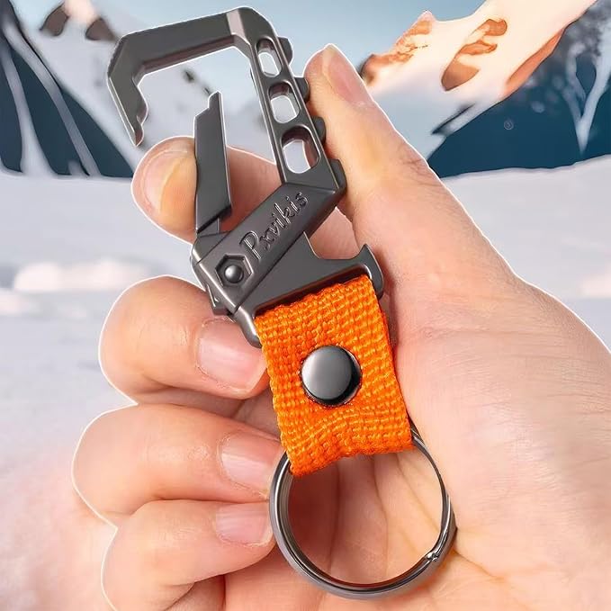Metal heavy duty key chain carabiner clip bottle opener wrist lanyard ring car - Image 5