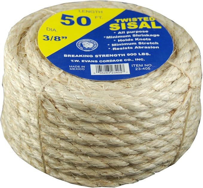 T.W Evans Cordage 23-205 Twisted Multi-Purpose Rope, 1/4 in Dia x 50' L by T.W+.+Evans+Cordage+Co.
