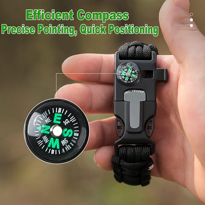 Bracelets, Survival Bracelets for Men Paracord Tactical 5-in-1 Camping Gear Kits - Image 5