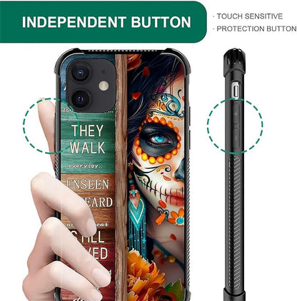 for iPhone 12/12 Pro Case, Sugar Skull Day of Death Halloween Pattern Graphic - Image 4