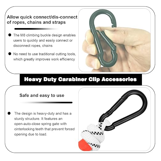 50 PCS 3'' Spring Snap Hook Carabiner, M8 5/16 Inch Galvanized Black Steel - Image 3