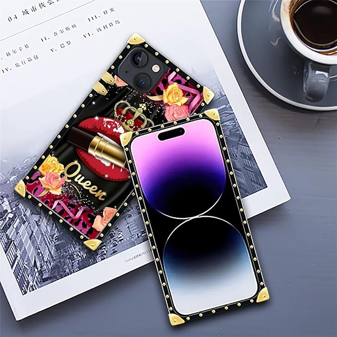 Compatible with iPhone 14 Case, Queen Lip Crown Leopard Print Luxury Golden - Image 6