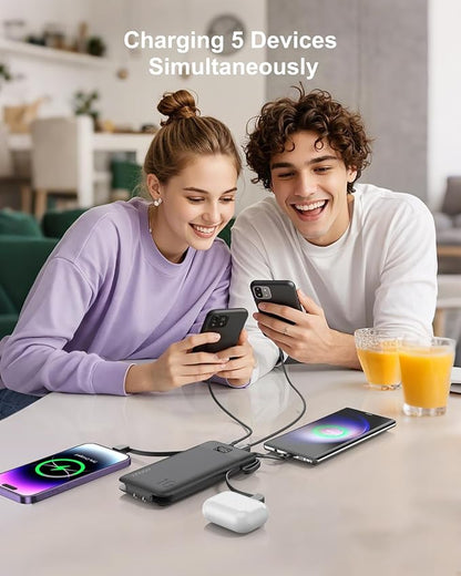 Portable Charger Built-in Cables and AC Wall Plug, 10000mAh 22.5W PD Fast - Image 4