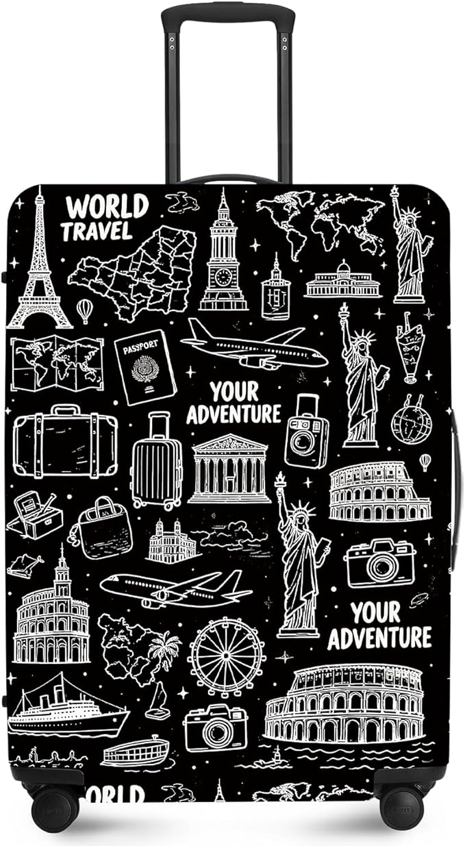 ANNA QUEEN Travel Seamless Pattern Luggage Cover -Stretchable Airplane Suitcase by ANNAQUEEN