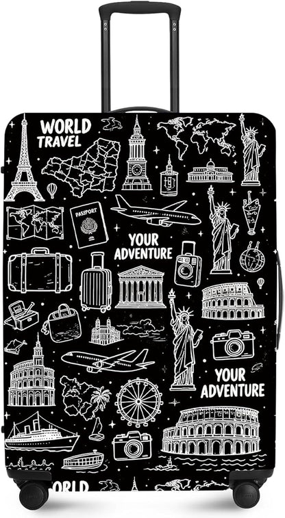 ANNA QUEEN Travel Seamless Pattern Luggage Cover -Stretchable Airplane Suitcase by ANNAQUEEN