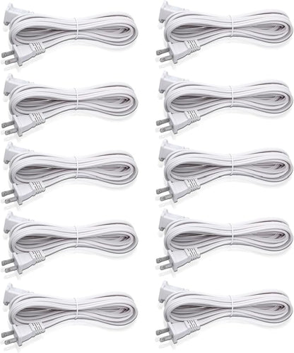 2 Prong Extension Cord, Safe for Home, Dorm Use White Extension Cord - Image 2