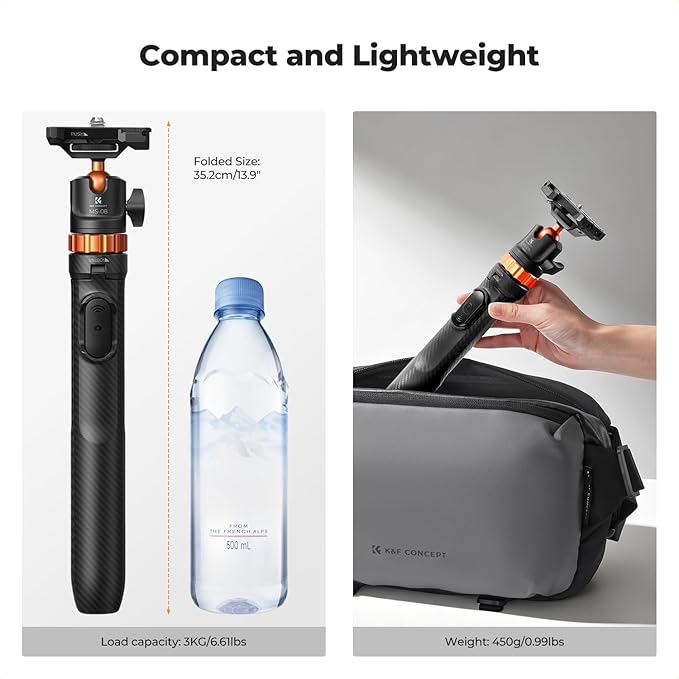 K&F CONCEPT 62'' Phone Selfie Stick Tripod, 2-in-1 Extendable Cell Phone Tripod - Image 4