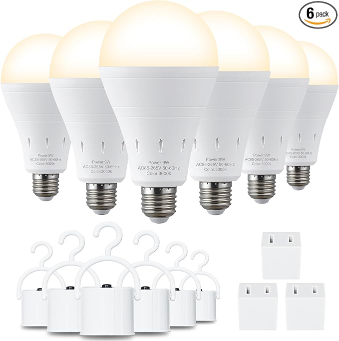 DEBAOBULB 6 Pack Rechargeable Emergency Light Bulbs, Battery Powered LED Light by DEBAOBULB