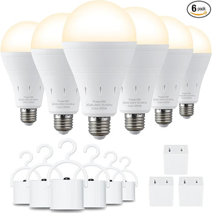 DEBAOBULB 6 Pack Rechargeable Emergency Light Bulbs, Battery Powered LED Light by DEBAOBULB