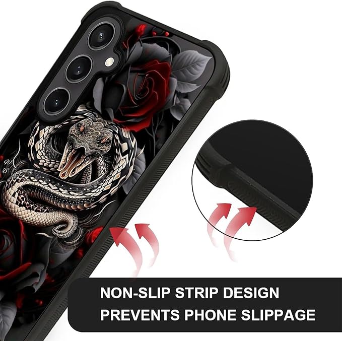 for Samsung Galaxy S23 FE Case, Entwined Rose Snake Pattern Graphic Design Girl - Image 5