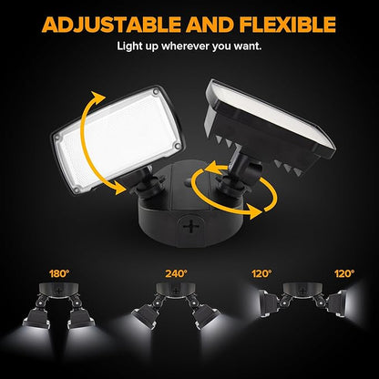 LUTEC 32W 3500LM Integrated Dual-Head LED Flood Light Outdoor, Switch - Image 4