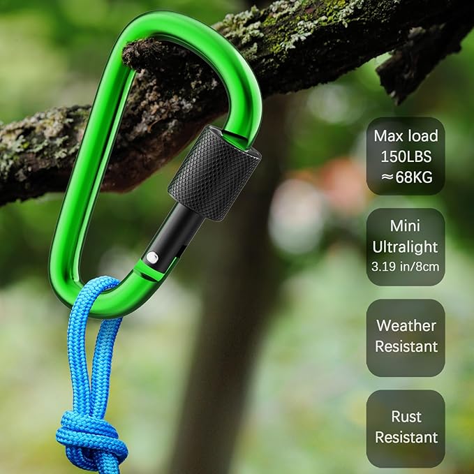 sprookber 3" Locking Carabiners | Keychain Carbineers D Ring Key Clip Spring - Image 5