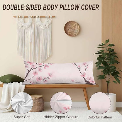 Couch Pillows Decorative Body Pillow Cover Cherry Blossom, Japanese Cherry Pink - Image 4