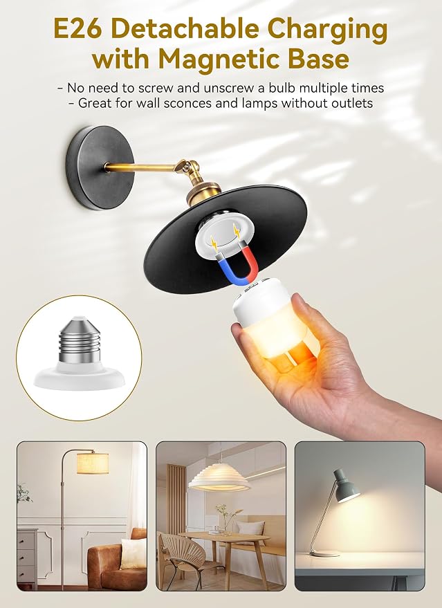Minetom E26 Rechargeable Light Bulbs - Image 2