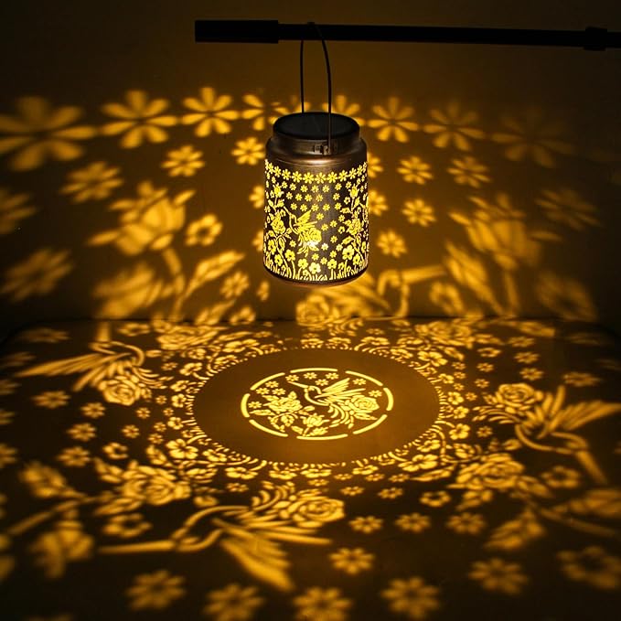 2 Pack Solar Lanterns Outdoor Waterproof Hummingbird Garden Decor Gift - Image 4