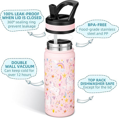 Fanhaw 18 Oz Kids Insulated Water Bottle - Image 2