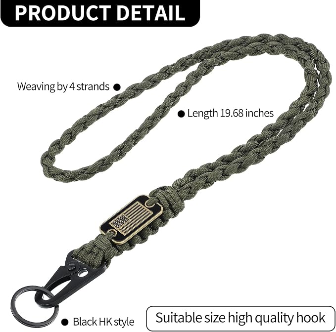 Frienda 2 Set Heavy Duty Paracord Lanyard Necklace Whistles Strap Braided 550 - Image 4
