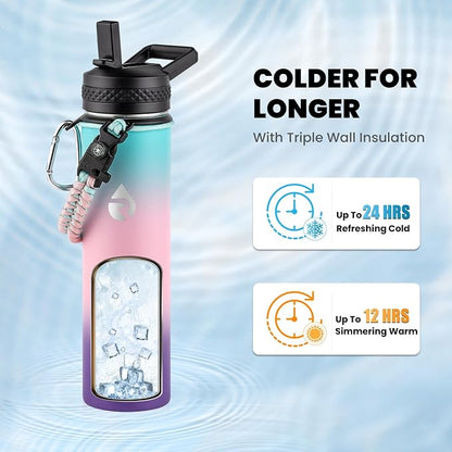 RAYMYLO Insulated Water Bottle 24oz, Triple Wall Vacuum Stainless Steel - Image 2