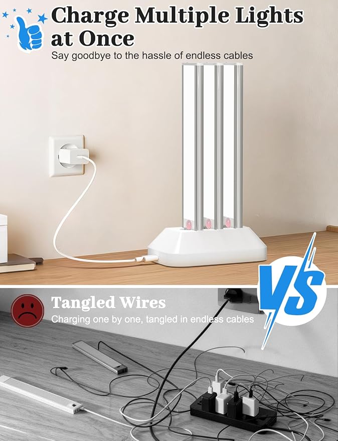 Under Cabinet Lighting with Charging Station, 2200mAh Rechargeable Motion - Image 4