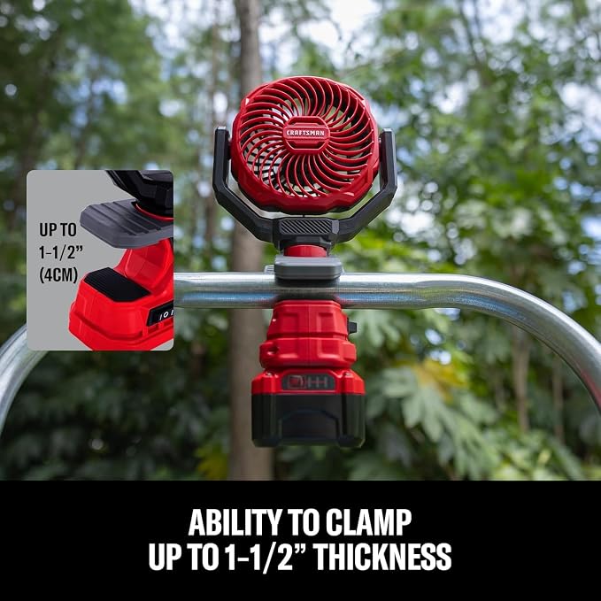 CRAFTSMAN Portable Clip on Fan Rechargeable, Small Personal Clamp Fan Battery - Image 4