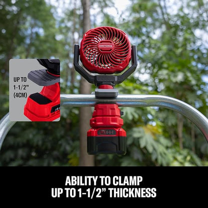 CRAFTSMAN Portable Clip on Fan Rechargeable, Small Personal Clamp Fan Battery - Image 4
