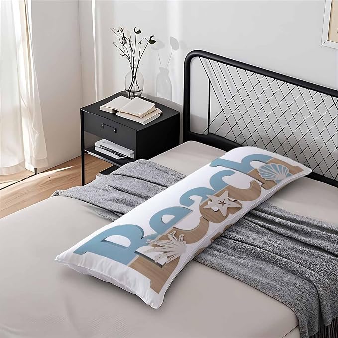 Beach Body Pillow Cover, Decorative Body Pillow Covers Ocean Starfish Seashells - Image 7