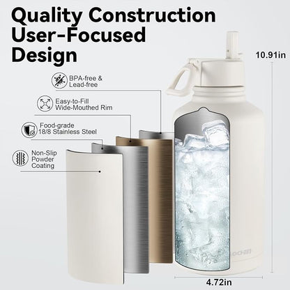 KXIAOCHEN Insulated Water Bottle, Stainless Steel Water Bottle, 2 Lids - Image 5