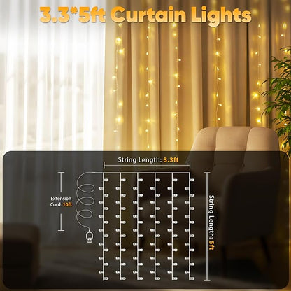 suddus Curtain Lights for Bedroom, 90 Led Hanging String Light Outdoor - Image 2