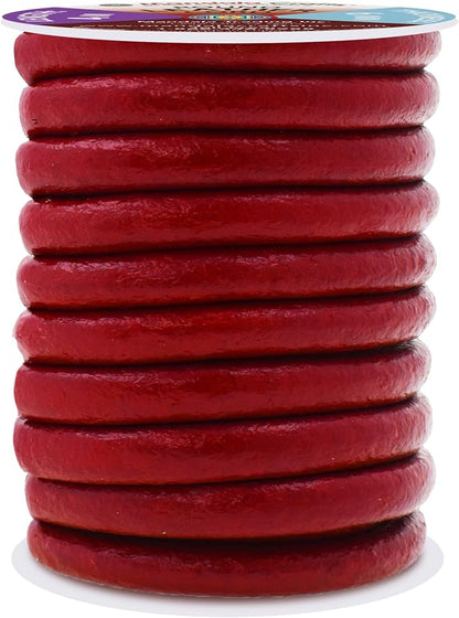 Mandala Crafts Round Genuine Burgundy Leather Cord - Image 2