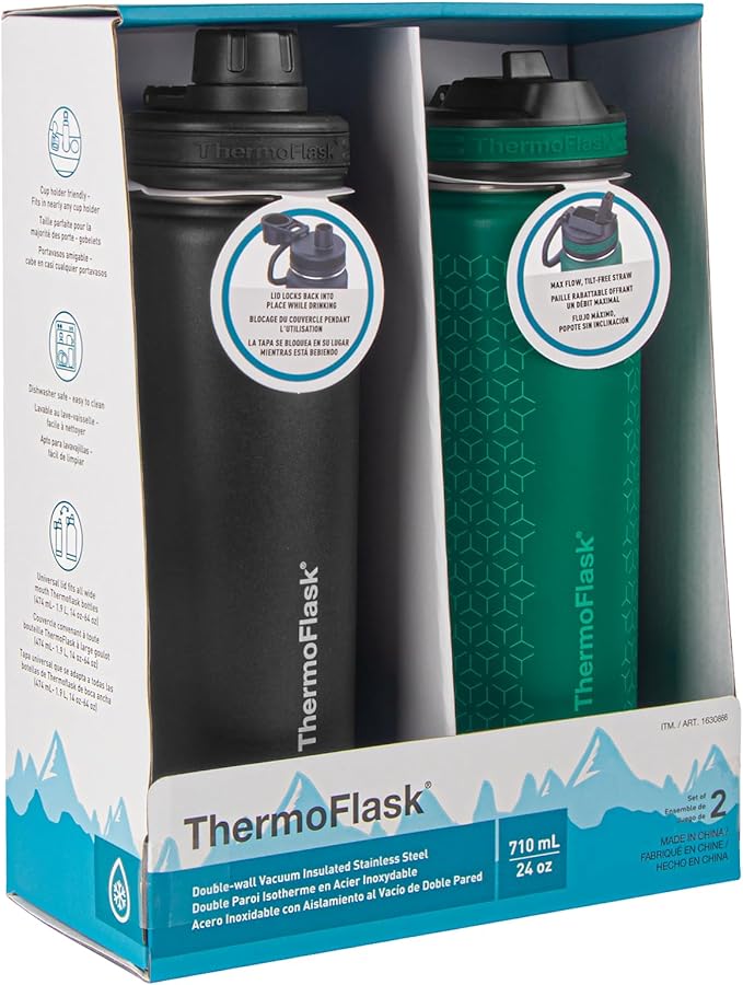 ThermoFlask Stainless Steel Water Bottles 2-Pack - Image 2