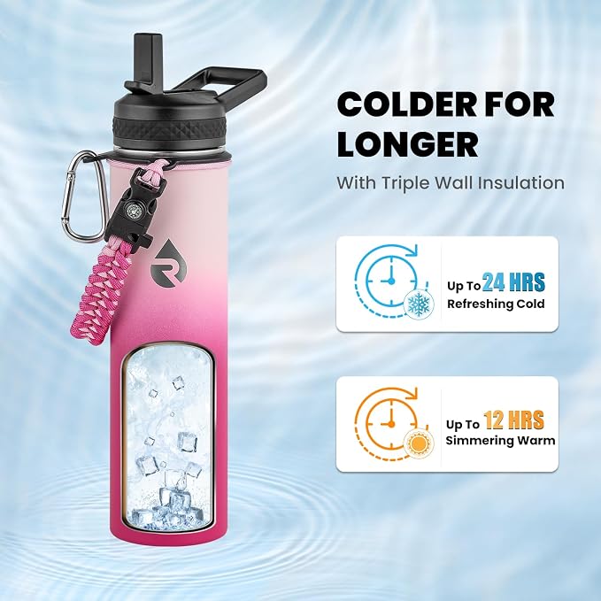 RAYMYLO Insulated Water Bottle 24oz, Triple Wall Vacuum Stainless Steel - Image 2