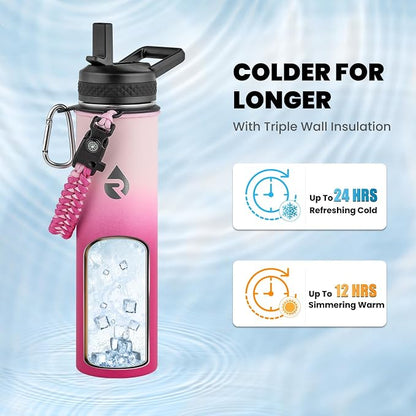 RAYMYLO Insulated Water Bottle 24oz, Triple Wall Vacuum Stainless Steel - Image 2