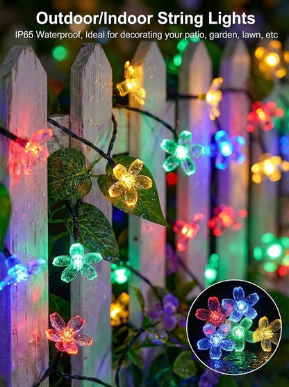 ITICdecor Solar Flower String Lights Outdoor Waterproof 50 LED Solar Powered - Image 2
