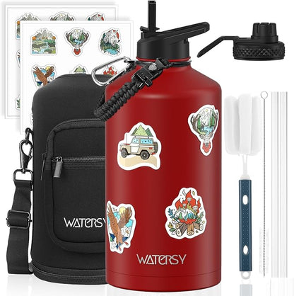 1 Gallon Water Bottle Insulated, BPA Free&Leak Proof, 128oz Stainless Steel by Watersy