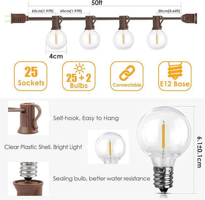 Mlambert 50Ft Outdoor String Lights, G40 Globe Patio Lights - Image 5